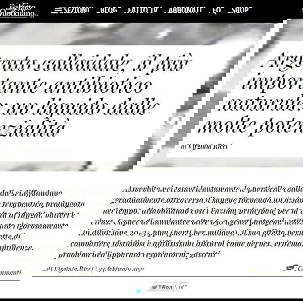 L’Argento Colloidale e gli errori giornalistici