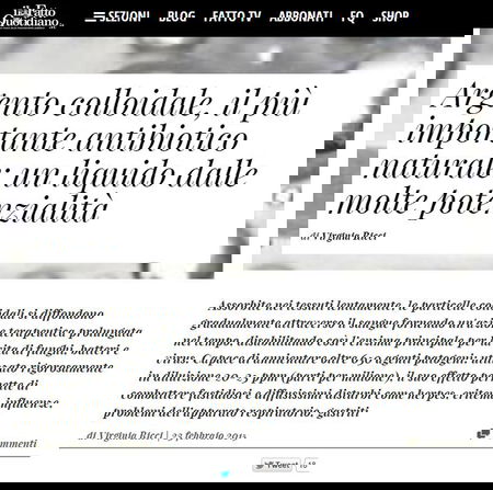 L’Argento Colloidale e gli errori giornalistici article-post