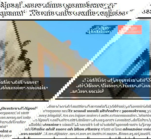 Le suore che sfrattano