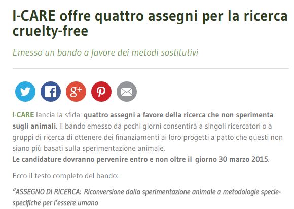 Borse di studio per la sperimentazione alternativa?