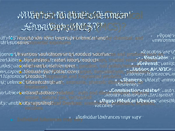 Sensibilità chimica multipla e raccolte fondi