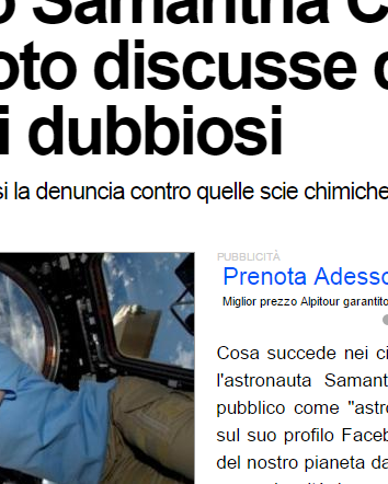 Samantha Cristoforetti e le scie chimiche