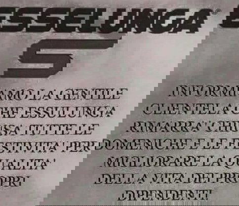 Esselunga chiusa la domenica?