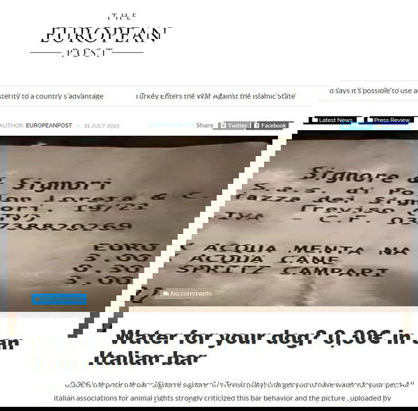 L’acqua per il cane