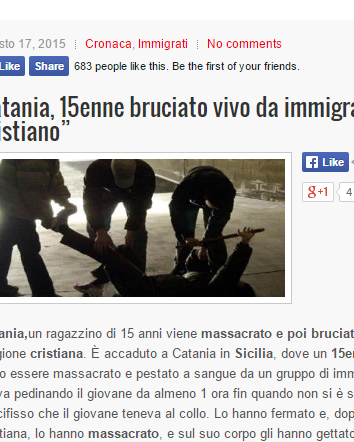 Catania, ragazzino bruciato vivo perché cristiano
