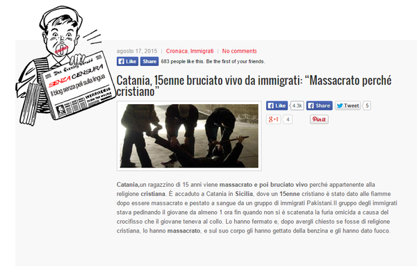 Catania, ragazzino bruciato vivo perché cristiano