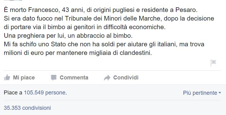Piccole Perle di Facebook: Il padre che si dà fuoco article-post