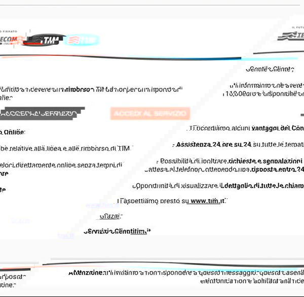 Il falso rimborso TIM