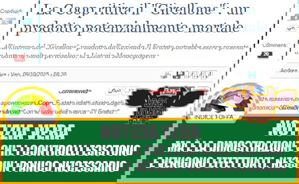 Il richiamo dei prodotti dalla COOP