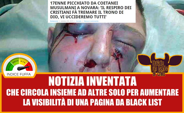 Notizia inventata: 17enne picchiato dai musulmani a Novara