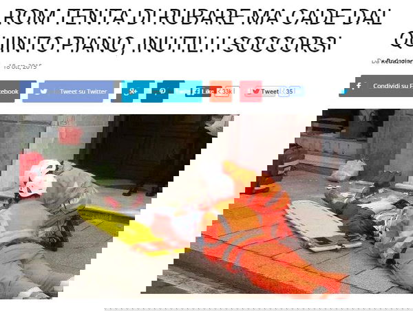 Rom cade dal quinto piano mentre tenta di rubare