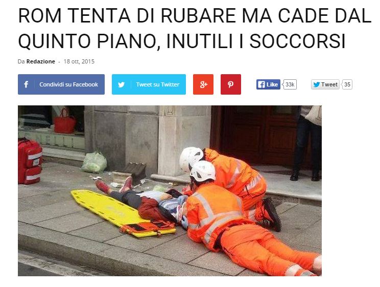 Rom cade dal quinto piano mentre tenta di rubare article-post