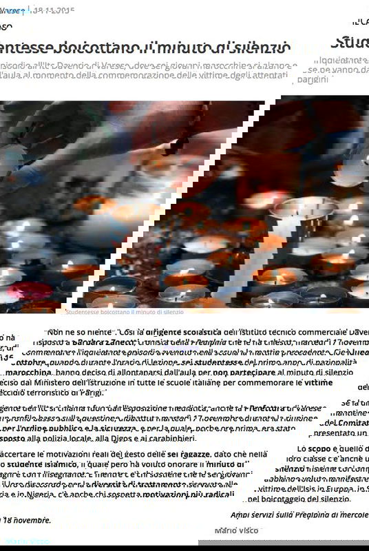 Le studentesse che non onorano i morti di Parigi