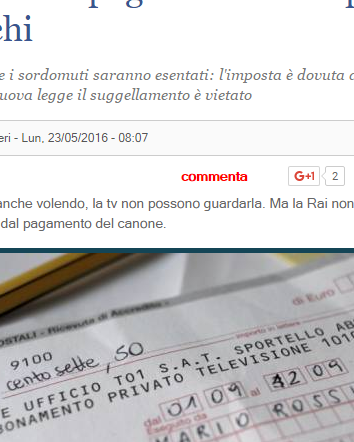 Il Giornale, Elena Brescacin e il canone RAI ai ciechi