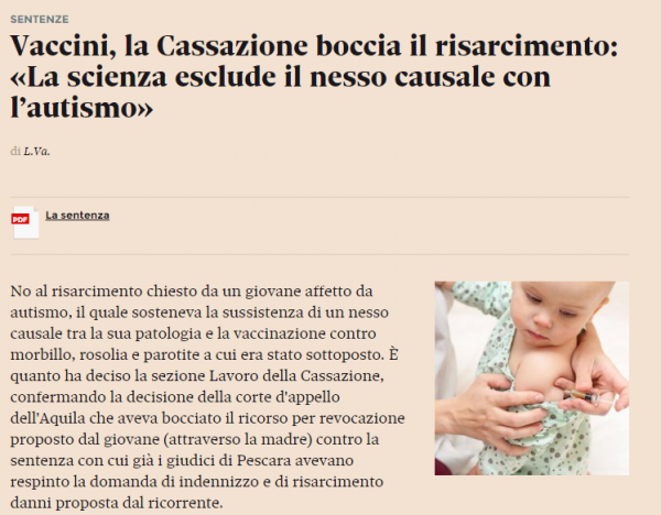 Nesso vaccini autismo? Risarcimento bocciato! article-post