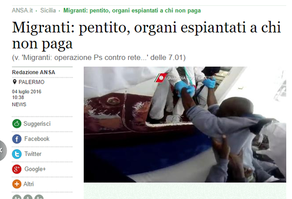 Espianto di organi ai migranti?