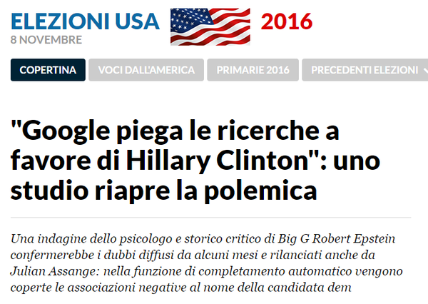 Google favorisce Hillary Clinton
