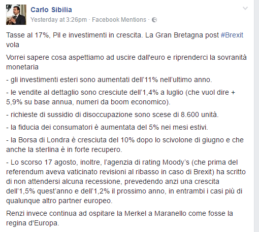 UK dopo Brexit secondo Carlo Sibilia