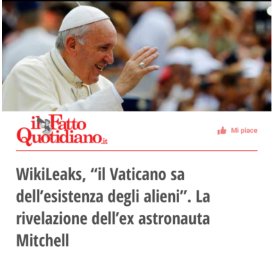 Gli scoop di Wikileaks: gli alieni e il Papa article-post