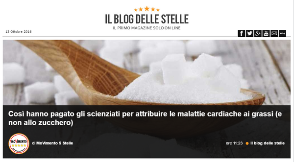 Il blog di Grillo, i grassi e lo zucchero