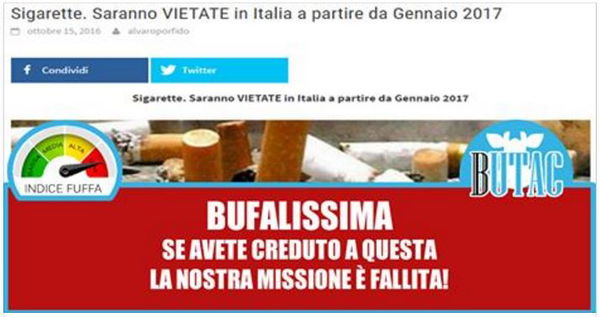 Sigarette vietate dal 2017