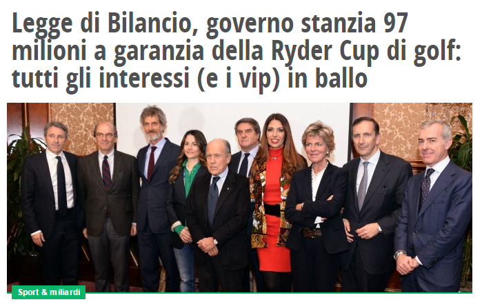 La Ryder Cup e i 97 milioni di euro del Governo article-post