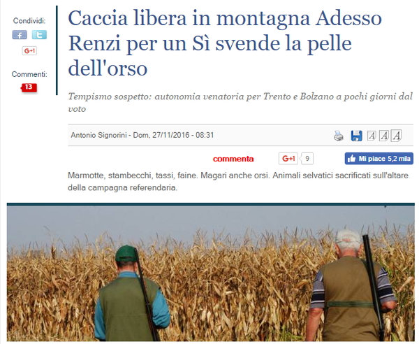 La caccia a Trento e Bolzano