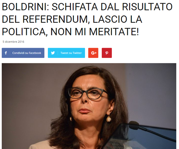 Laura Boldrini schifata lascia la politica