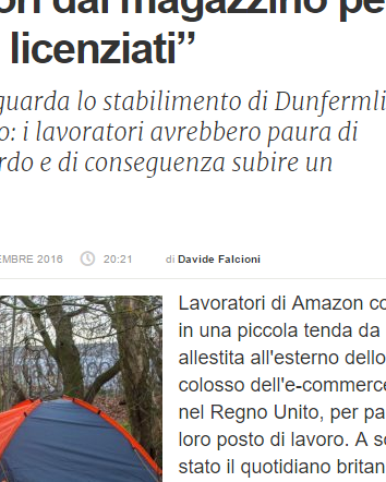 Amazon e i lavoratori in tenda