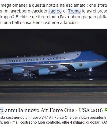 L’aereo di Donald e quello di Matteo
