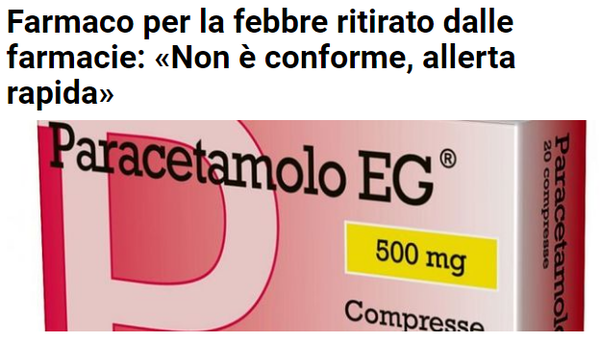 Paracetamolo ritirato, allarmismo lanciato!