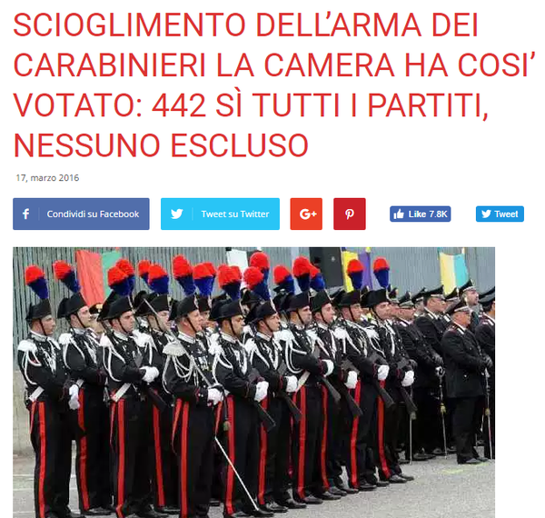 Lo scioglimento dell’Arma