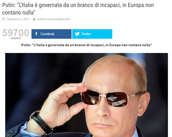 Il Corriere della Notte, Putin e la fuffa