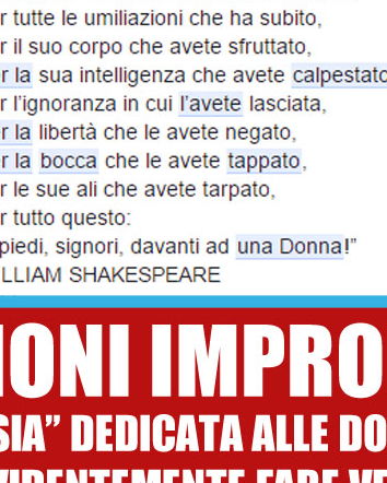 Shakespeare e la Festa della Donna
