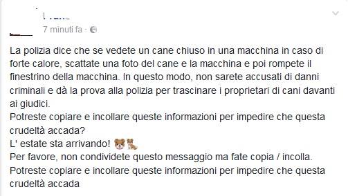 Cane chiuso in auto? Sfonda il vetro