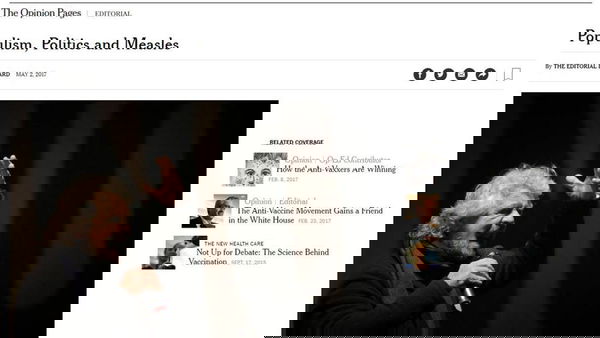 Il New York Times, gli attivisti 5stelle e l’antivaccinismo