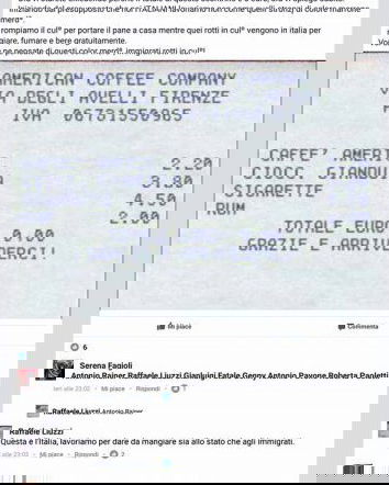 Scontrini, caffè e immigrati