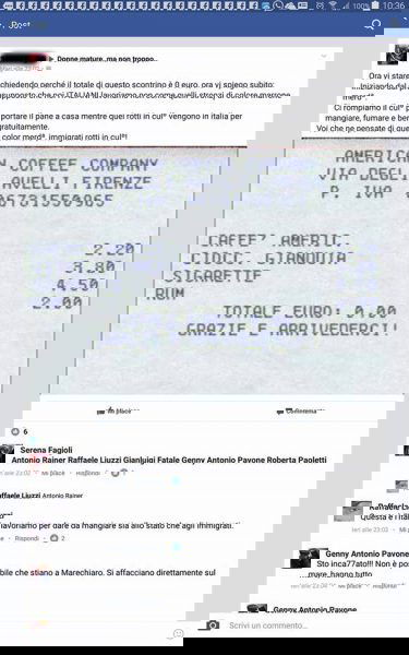Scontrini, caffè e immigrati