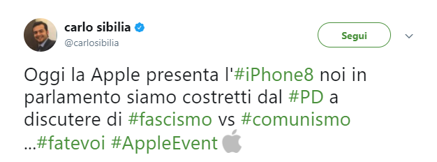 Il tweet di Sibilia sull’iPhone 8 article-post