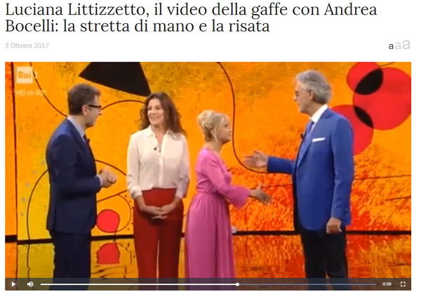 La gaffe di Luciana Littizzetto con Andrea Bocelli
