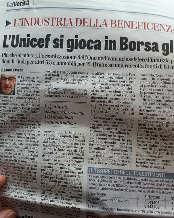 Le donazione dell’Unicef e “La Verità” article-post