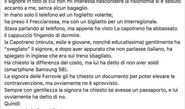 Condivisioni inutili, Frecciarossa e privacy