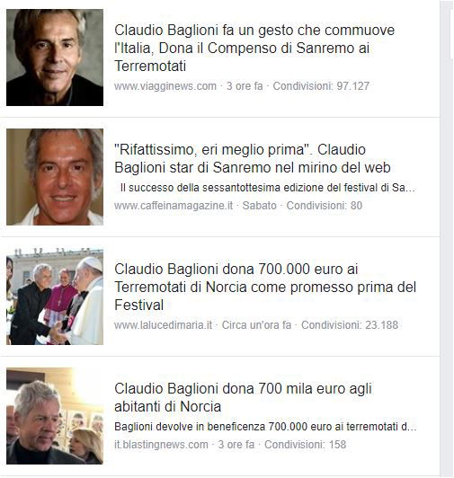 Baglioni, Norcia e le donazioni article-post