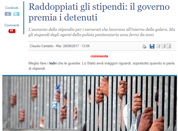 Lo stipendio dei detenuti