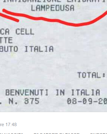 La ricevuta del “Centro inmigrazione emigrati Lampedusa”