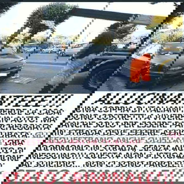 Vanno a vivere in auto e i vigili gliela rimuovono