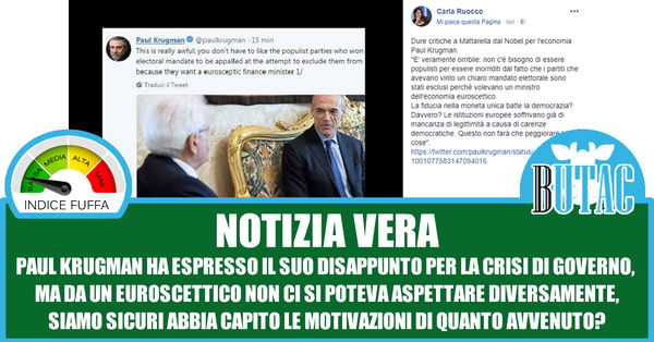 Paul Krugman inorridito da Sergio Mattarella