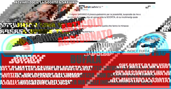 Salvini toglie la scorta a Saviano?