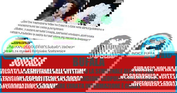 Subašić e Srebrenica, tutto il mondo è fake news