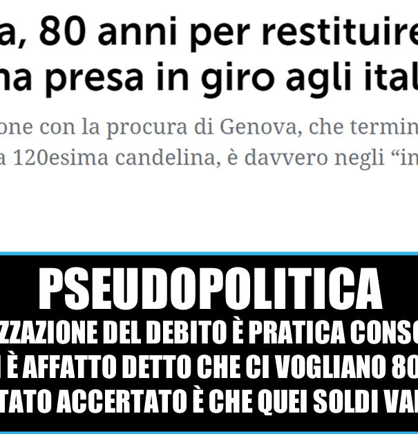 49 milioni di euro e 80 anni di rateizzazione article-post